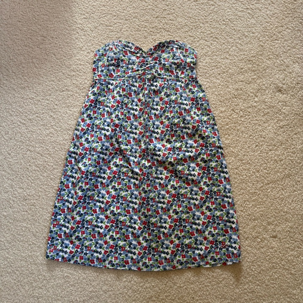EUC Hollister floral cotton strapless dress